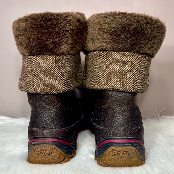 PAJAR Dark Brown Boots Faux Fur Cuff - Picture 5 of 8